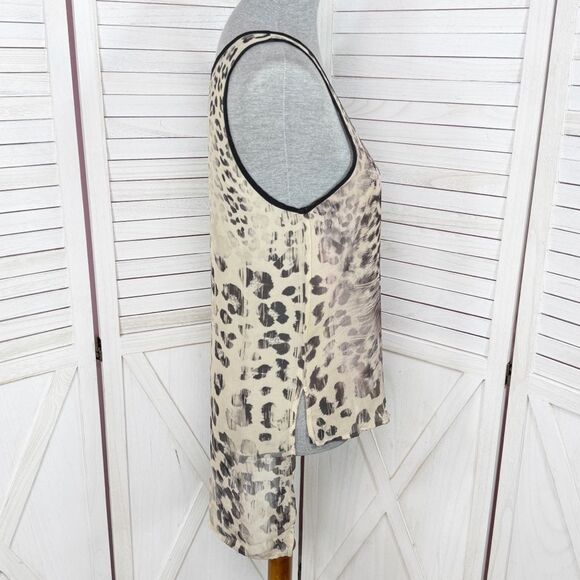 Wet Seal Leopard Face Print Sheer High Low Tank Top Shirt Tan Brown Small - Picture 3 of 10